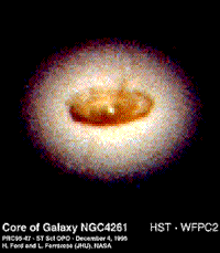 Recent, enhanged Hubble image of the black hole region at the center of NGC4261.