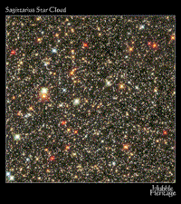Hubble Space Telescope image of a tiny segment (13 light years wide) near the center of the Milky Way galaxy.
