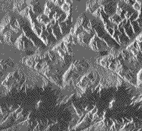 B/W SIR-B SAR stereo pair image of volcanic terrain in Chile, South America.