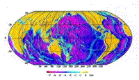 Colored ERS-1 bathymetric map of the entire globe.
