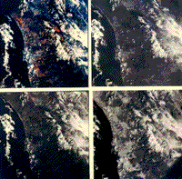 Montage of photographs that cover San Diego and the California/Mexico Peninsular Ranges, taken during the Apollo 9 mission to test out the ERTS film.