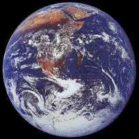Color photograph of the entire globe, taken during the Apollo 17 mission.