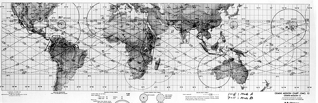 Map showing the flight plans for the Gemini 12 mission.