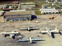 Color photograph of several airplanes used to carry various sensors.