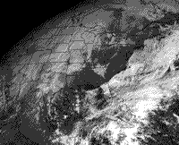 B/W GOES-8 subset image showing the passage of a large front off of the Atlantic coast, November 27 1996.