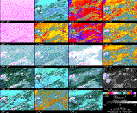 Series of colorized GOES-8 sounder and thermal band images, May 5 1997.