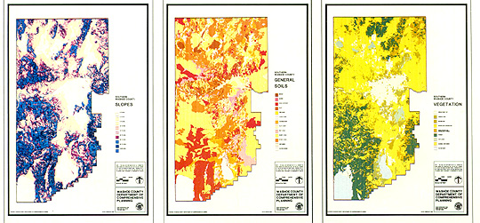 Examples of land cover maps over the southern part of Washoe County, Nevada.