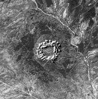 B/W LFC photograph of the Gosses Bluff Crater, Australia.