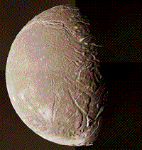 Color Voyager image of Ariel, a satellite of Uranus.