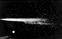 B/W wide-angle photograph of Halley's Comet, 1909.