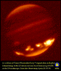 Color IR image showing impact scars, taken from the Calar Alto observatory in Spain.