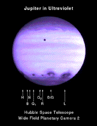 Hubble UV image of impact scars.
