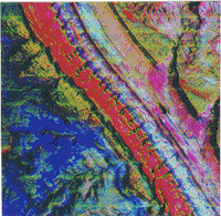 VICAR-generated PCA color composite of Waterpocket Fold, taken from a 1984 Landsat overpass.