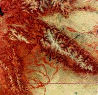 Color Landsat image of the Wind River Mountians.