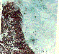Color Landsat image of Denver, Colorado, January 1973.
