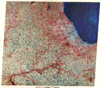 Color Landsat image around Chicago, Illinois.